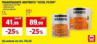 Hubo TRANSPARANTE HOUTBEITS “CETOL FILTER” 1 L aanbieding