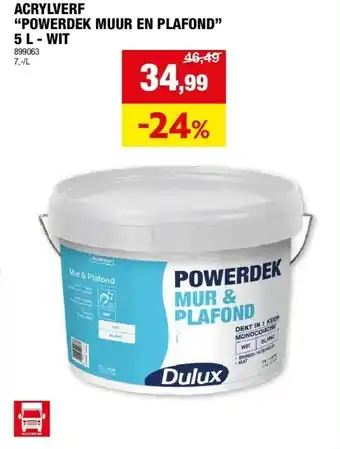 Hubo ACRYLVERF “POWERDEK MUUR EN PLAFOND” 5 L - WIT aanbieding