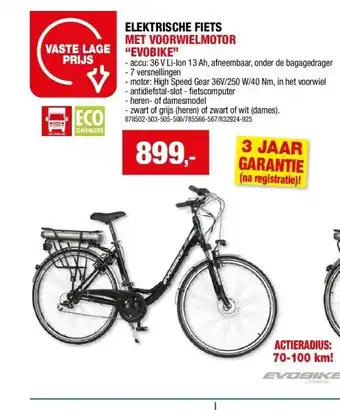 Hubo ELEKTRISCHE FIETS MET VOORWIELMOTOR “EVOBIKE” aanbieding