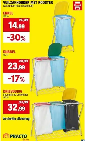 Hubo VUILZAKHOUDER MET ROOSTER aanbieding