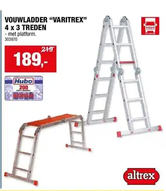 Hubo VOUWLADDER “VARITREX” 4 x 3 TREDEN aanbieding