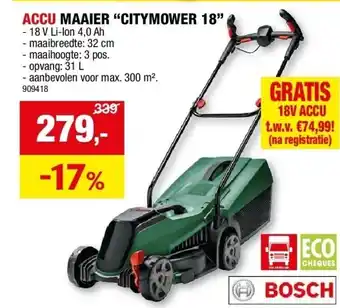 Hubo ACCU MAAIER “CITYMOWER 18” aanbieding