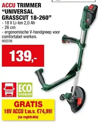 Hubo ACCU TRIMMER “UNIVERSAL GRASSCUT 18-260” aanbieding