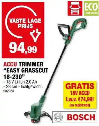 Hubo ACCU TRIMMER “EASY GRASSCUT 18-230” aanbieding