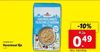 Lidl CROWNFIELD Havermout fijn 500g nr. 57966 aanbieding