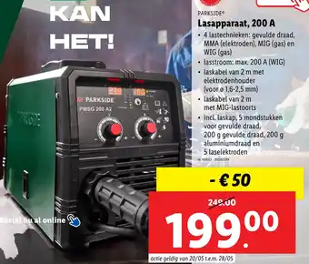 Lidl PARKSIDE Lasapparaat, 200 A aanbieding