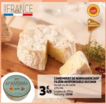 Auchan Filiere Responsable Auchan Camembert de Normande AOP 250g aanbieding