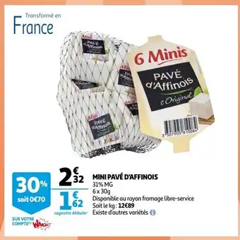 Auchan Mini Pave D'Affinois 6*30g aanbieding