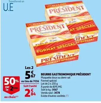 Auchan President Beurre Gastronomique 2*250g aanbieding