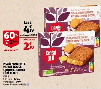 Cereal Bio Paves Fondants Patate Douce Citron Coco Bio 2*200g