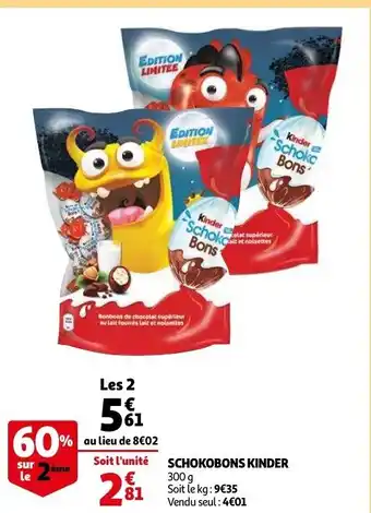 Auchan Kinder Schokobons 2*300g aanbieding