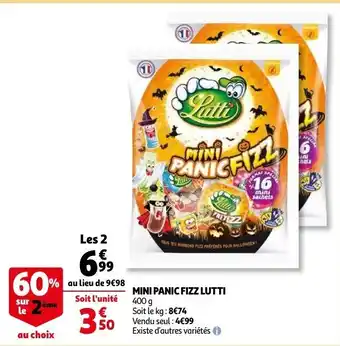 Auchan Lutti Mini Panic Fizz 2*400g aanbieding
