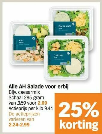 Albert Heijn Ah salade voor erbij caesarmix aanbieding
