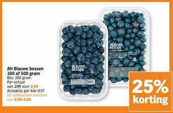 Albert Heijn Ah blauwe bessen aanbieding