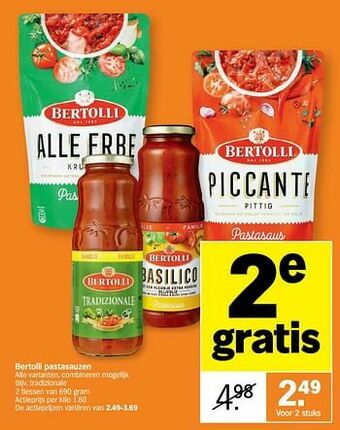 Albert Heijn Bertolli pastasauzen tradizionale aanbieding