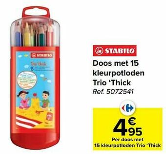 Carrefour Doos met 15 kleurpotloden trio thick aanbieding
