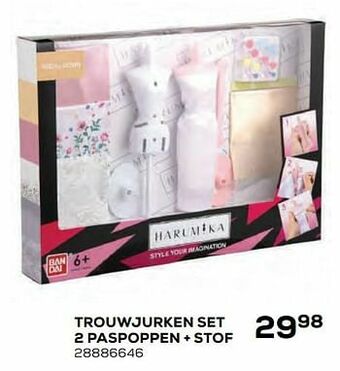 Supra Bazar Trouwjurken set 2 paspoppen + stof aanbieding