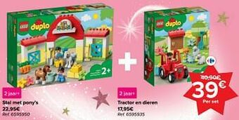 Carrefour Stal met pony’s + tractor en dieren aanbieding