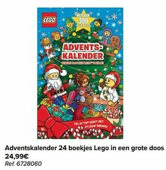 Carrefour Adventskalender 24 boekjes lego in een grote doos aanbieding