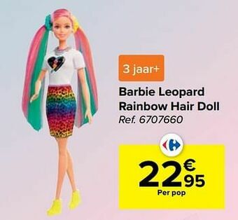 Barbie leopard rainbow hair doll