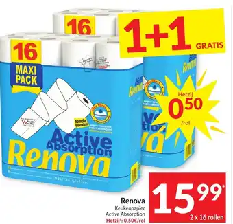 Intermarché Renova Keukenpapier Active Absorption 2 x 16 rollen aanbieding