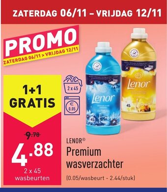 ALDI Lenor Premium Wasverzachter 2 x 45 wasbeurten aanbieding