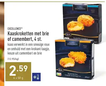 ALDI Excellence Kaaskroketten Met Brie of Camembert, 4 st. 4 x 50g aanbieding