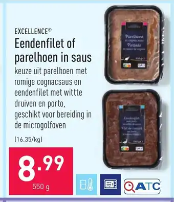 ALDI Excellence Eendenfilet of Parelhoen in Saus 550g aanbieding