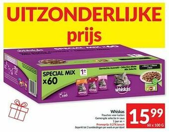 Intermarché Whiskas pouches voor katten gemengde selectie in saus aanbieding