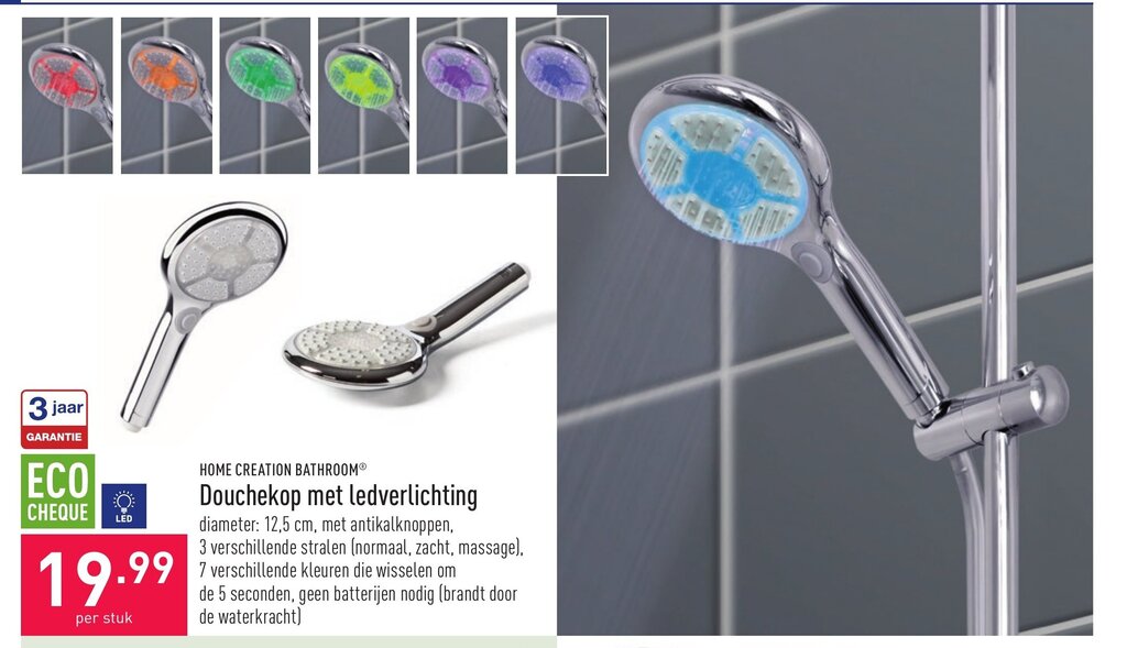 Home Creation Bathroom Douchekop Met Ledverlichting per stuk promotie