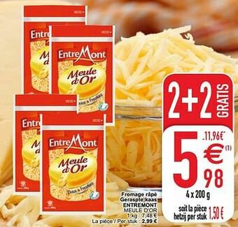 Cora Fromage râpé geraspte kaas entremont meule d`or aanbieding