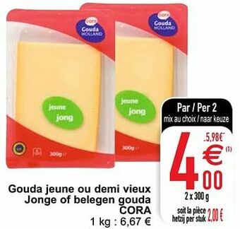 Gouda jeune ou demi vieux jonge of belegen gouda cora