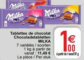 Cora Tablettes de chocolat chocoladetabletten milka aanbieding