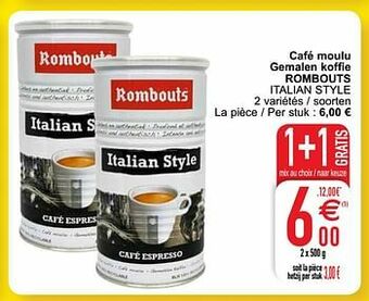 Cora Café moulu gemalen koffie rombouts italian style aanbieding