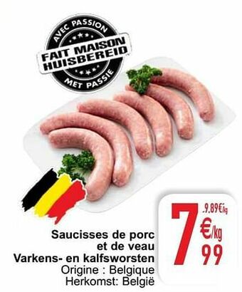 Cora Saucisses de porc et de veau varkens- en kalfsworsten aanbieding