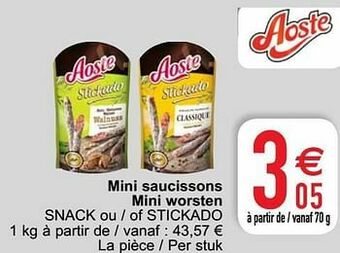 Cora Mini saucissons mini worsten snack ou - of stickado aanbieding