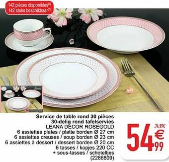 Cora Service de table rond 30 pièces 30-delig rond tafelservies leana decor rosegold aanbieding