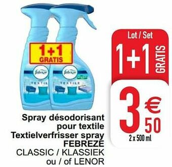 Cora Spray désodorisant pour textile textielverfrisser spray febreze classic - klassiek ou - of lenor aanbieding