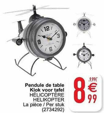 Pendule de table klok voor tafel hélicoptère helikopter