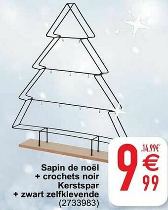 Cora Sapin de noël + crochets noir kerstspar + zwart zelfklevende aanbieding