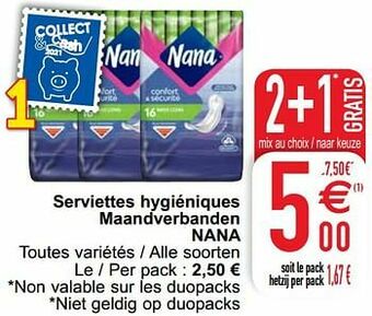 Serviettes hygiéniques maandverbanden nana