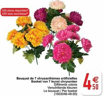 Cora Bouquet de 7 chrysanthèmes artificielles boeket van 7 kunst chrysanten aanbieding