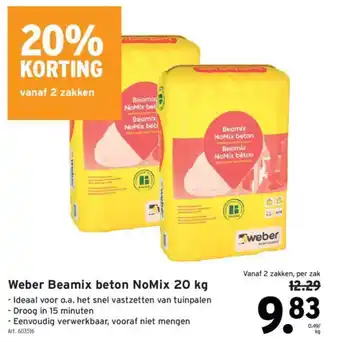 GAMMA Weber Beamix beton NoMix 20 kg aanbieding