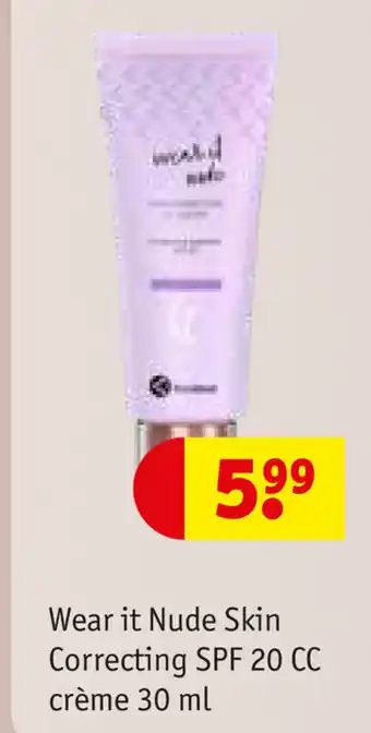 Kruidvat Wear it Nude Skin Correcting SPF 20 CC creme 30ml aanbieding