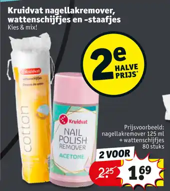 Kruidvat Nagellakremover wattenschijfjes en -staafjes aanbieding