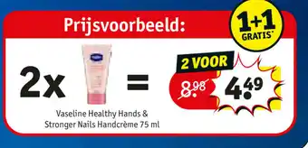 Kruidvat Vaseline Healthy Hands & Stronger Nails Handcreme 75ml aanbieding