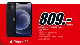 Apple iPhone 12 5G 64 GB Black Smartphone