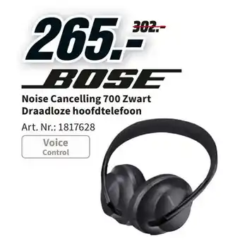 MediaMarkt Bose Noise Cancelling 700 Zwart Draadloze hoofdtelefoon aanbieding