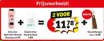 Kruidvat Gliss Kur Split Hair Miracle Shampoo + Diadermine Peeling Stick aanbieding