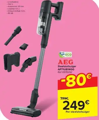 Carrefour Steelstofzuiger AP71UB14GG aanbieding